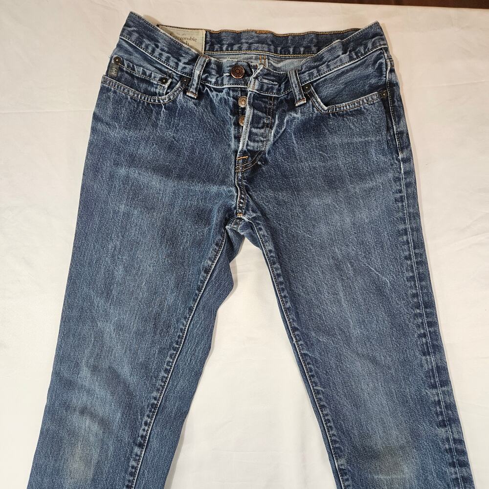 Abercrombie & Fitch Mens Jeans 30x32 Blue Denim Button Fly Straight Leg Vintage